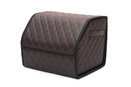 Органайзер в багажник автомобиля из эко кожи FOR CARS (р-р S 40*31*31 см), двойной ромб (черный/красная н/черный к) Органайзер в багажник автомобиля из эко кожи FOR CARS (р-р S 40*31*31 см), двойной ромб (черный/красная н/черный к)