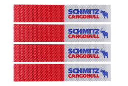 Наклейка Лента светоотражающая SCHMITZ красно-белая (синяя надпись) 30х5 см (комплект 4 шт.) Наклейка Лента светоотражающая SCHMITZ красно-белая (синяя надпись) 30х5 см (комплект 4 шт.)