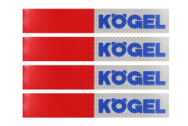 Наклейка Лента светоотражающая KOGEL красно-белая (синяя надпись) 30х5 см (комплект 4 шт.)
