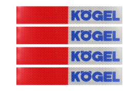 Наклейка Лента светоотражающая KOGEL красно-белая (синяя надпись) 30х5 см (комплект 4 шт.) Наклейка Лента светоотражающая KOGEL красно-белая (синяя надпись) 30х5 см (комплект 4 шт.)