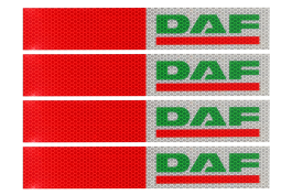 Наклейка Лента светоотражающая DAF красно-белая (зеленая надпись) 30*5 см (комплект 4 шт.) Наклейка Лента светоотражающая DAF красно-белая (зеленая надпись) 30*5 см (комплект 4 шт.)