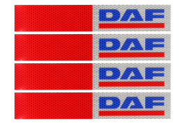 Наклейка Лента светоотражающая DAF красно-белая (синяя надпись) 30х5 см (комплект 4 шт.) Наклейка Лента светоотражающая DAF красно-белая (синяя надпись) 30х5 см (комплект 4 шт.)