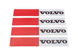 Наклейка Лента светоотражающая VOLVO красно-белая (черная надпись) 30*5 см (комплект 4 шт.)