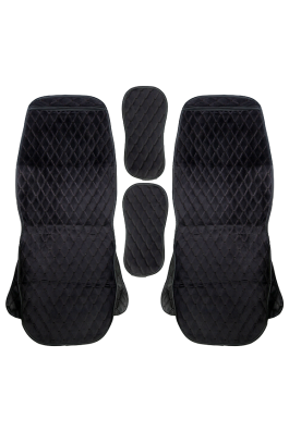 Накидка на сиденье авто велюр черная с боковыми вставками (4 предмета) (2 шт)