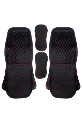 Накидка на сиденье авто велюр черно- красная с боковыми вставками (4 предмета) (2 шт)