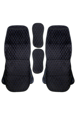 Накидка на сиденье авто велюр черно-синяя с боковыми вставками (4 предмета) (2 шт)