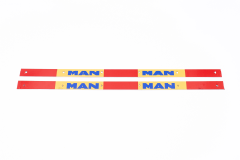 Планка крепления брызговика светоотражающая MAN 600 мм красно-желтая (комплект из 2 шт.)