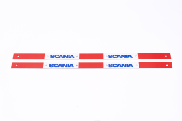 Планка крепления брызговика светоотражающая SCANIA 600 мм красно-белая (комплект из 2 шт.) Планка крепления брызговика светоотражающая SCANIA 600 мм красно-белая (комплект из 2 шт.)
