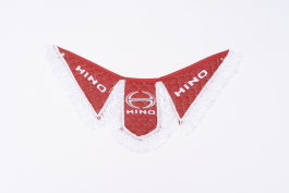 Вымпел Тройной (эко-кожа) вышивка HINO красный с белой бахромой