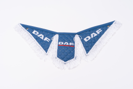 Вымпел Тройной (эко-кожа) вышивка DAF синий с белой бахромой Вымпел Тройной (эко-кожа) вышивка DAF синий с белой бахромой