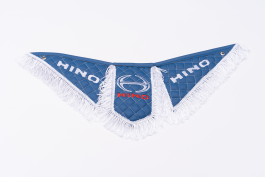 Вымпел Тройной (эко-кожа) вышивка HINO синий с белой бахромой