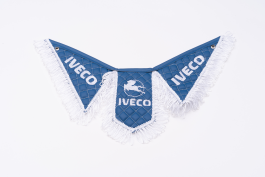 Вымпел Тройной (эко-кожа) вышивка IVECO синий с белой бахромой