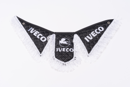 Вымпел Тройной (эко-кожа) вышивка IVECO черный с белой бахромой