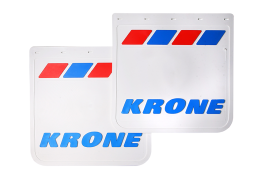 Брызговики задние KRONE белая резина LUX PRO (синяя надпись) красно-синие 400*400 Брызговики задние KRONE белая резина LUX PRO (синяя надпись) красно-синие 400*400