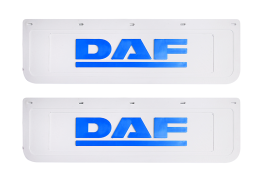 Брызговики DAF белая резина LUX (синяя надпись) 600*180