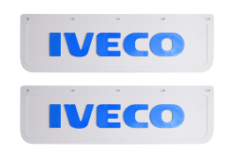 Брызговики задние IVECO белая резина LUX (синяя надпись) 600*180 