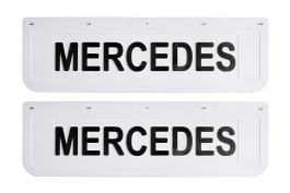 Брызговики задние на грузовик MERCEDES белая резина LUX (черная надпись) 600*180 