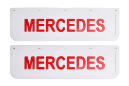 Брызговики задние на грузовик MERCEDES белая резина LUX (красная надпись) 600*180 Брызговики задние на грузовик MERCEDES белая резина LUX (красная надпись) 600*180