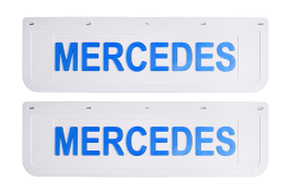 Брызговики задние на грузовик MERCEDES белая резина LUX (синяя надпись) 600*180 Брызговики задние на грузовик MERCEDES белая резина LUX (синяя надпись) 600*180