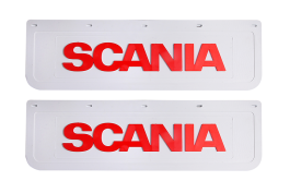 Брызговики задние SCANIA белая резина LUX (красная надпись) 600*180 Брызговики задние SCANIA белая резина LUX (красная надпись) 600*180