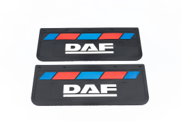 Брызговики задние DAF черная резина LUX PRO с белой надписью и красно-синей полосой 670*270 Брызговики задние DAF черная резина LUX PRO с белой надписью и красно-синей полосой 670*270