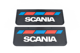 Брызговики задние SCANIA черная резина LUX PRO с белой надписью и красно-синей полосой 670*270 Брызговики задние SCANIA черная резина LUX PRO с белой надписью и красно-синей полосой 670*270