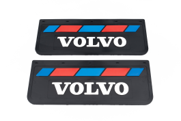 Брызговики задние для грузовика VOLVO черная резина LUX PRO с белой надписью и красно-синей полосой 670*270