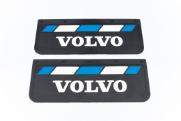 Брызговики задние для грузовика VOLVO 670*270 черная резина LUX PRO с белой надписью и сине-белой полосой