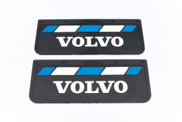 Брызговики задние для грузовика VOLVO 670*270 черная резина LUX PRO с белой надписью и сине-белой полосой Брызговики задние для грузовика VOLVO 670*270 черная резина LUX PRO с белой надписью и сине-белой полосой