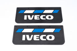 Брызговики задние IVECO черная резина LUX PRO с белой надписью и сине-белой полосой 670*270 Брызговики задние IVECO черная резина LUX PRO с белой надписью и сине-белой полосой 670*270