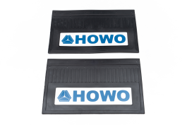 Брызговики задние светоотражающие HOWO черная резина с синей надписью (комплект) 585х365 Брызговики задние светоотражающие HOWO черная резина с синей надписью (комплект) 585х365