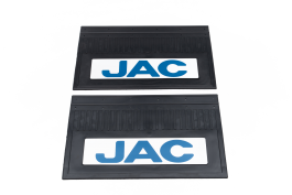 Брызговики светоотражающие задние JAC черная резина с синей надписью (комплект) 600*370