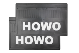 Брызговики задние HOWO черная резина LUX с белой надписью 590х365 мм Брызговики задние HOWO черная резина LUX с белой надписью 590х365 мм