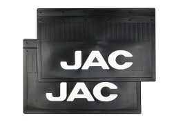 Брызговики задние JAC черная резина LUX с белой надписью 590х365 мм Брызговики задние JAC черная резина LUX с белой надписью 590х365 мм