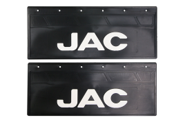 Брызговики задние JAC 670*270 черная резина LUX с белой надписью Брызговики задние JAC 670*270 черная резина LUX с белой надписью