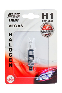 Лампа автомобильная галогеновая 12В Н1 55W AVS Vegas Лампа автомобильная галогеновая 12В Н1 55W AVS Vegas