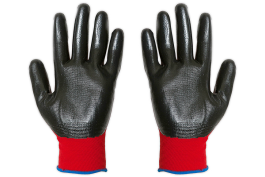 Перчатки нейлоновые с нитриловым покрытием красно-чёрные