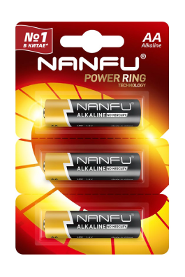 Батарейки АА пальчиковые NANFU (LR6) Alcaline в блистере (3 шт)