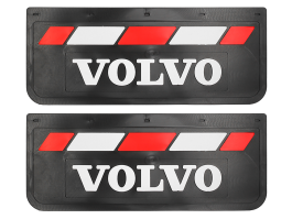 Брызговики задние на грузовик VOLVO черная резина (белая  надпись) красно-белый (670х270)