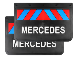 Брызговики задние на грузовик MERCEDES черная резина LUX PRO красно-синие (белая надпись) 600х400 Брызговики задние на грузовик MERCEDES черная резина LUX PRO красно-синие (белая надпись) 600х400
