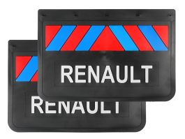 Брызговики задние на грузовик RENAULT черная резина LUX PRO красно-синие (белая надпись)