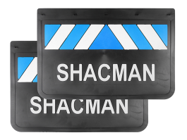Брызговики задние грузовые SHACMAN черная резина LUX PRO сине-белые (белая надпись)