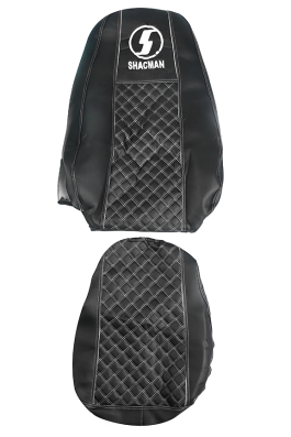 Чехлы на сиденья SHACMAN F3000 (SH03) кожа/кожа, черная кожа и черная перфорация, белая отстрочка (премиум)