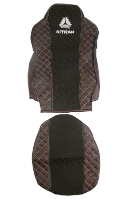 Чехлы на сиденья SITRAK MAX (ST02) коричневая кожа и иксы (премиум) 10479