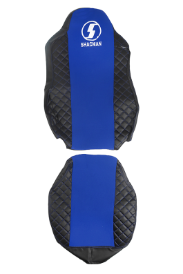 Чехлы сиденья SHACMAN X3000, X5000 от 2023г (SH04) черная кожа и синий велюр (премиум) 11211