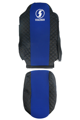 Чехлы на сиденья SHACMAN X6000 (SH05) черная кожа и синий велюр (премиум) 11236