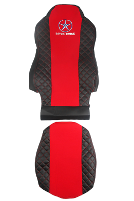 Чехлы на сиденья автомобиля DAYUN V9 (DA01) черная кожа и красный велюр (премиум) 10416