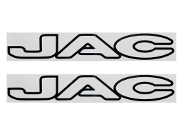 Наклейки на машину JAC вырезанные Черные (8,5х50 см), комплект 2 шт. Наклейки на машину JAC вырезанные Черные (8,5х50 см), комплект 2 шт.
