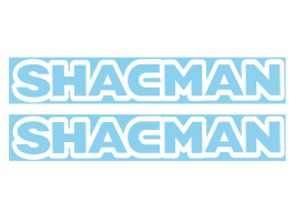 Наклейки на машину SHACMAN (вырезанные) белые (комплект 2 шт.) 8,5х50 см