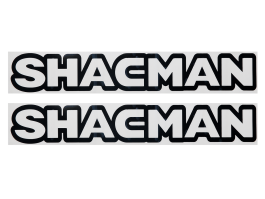 Наклейки на машину SHACMAN (вырезанные) черные (комплект 2 шт.) 8,5х50 см